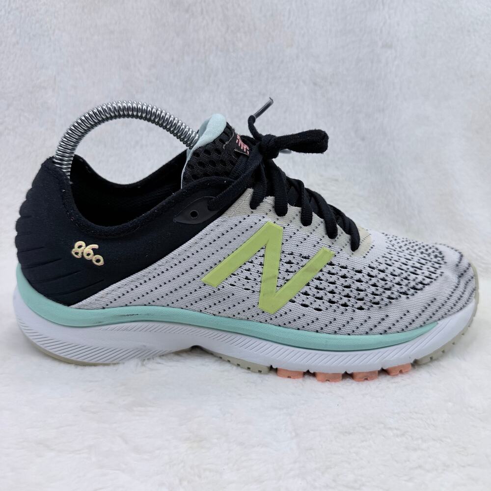 New Balance 860v10 Womens Running Shoes White Black Neon Green Size 8.5 W860D10